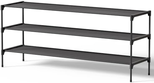 Kitsure Shoe Rack - Non-Woven Shoe Rack Shelf, 43.3" Wide - 3 Tier, Black by Kitsure