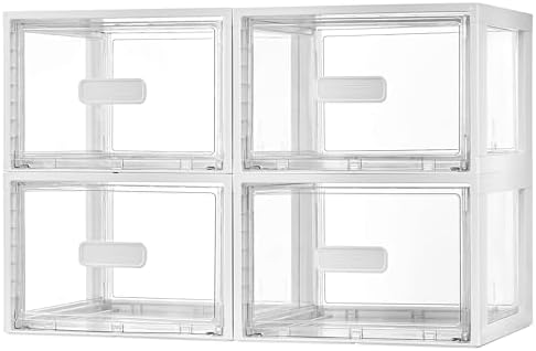 Vtopmart 4 Pack White Stackable Storage Drawers 15QT by Vtopmart