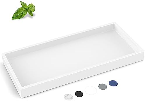 Silicone Bathroom Tray,Shatterproof Bathroom Vanity Tray（White 10.6*5.1 in） by EG-SIPRO