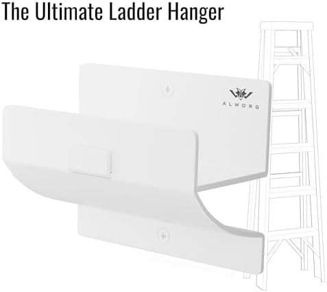 Ladder Hangers for Garage Wall - White Set of 2 Wall Mount Step Ladder Hook - Image 4