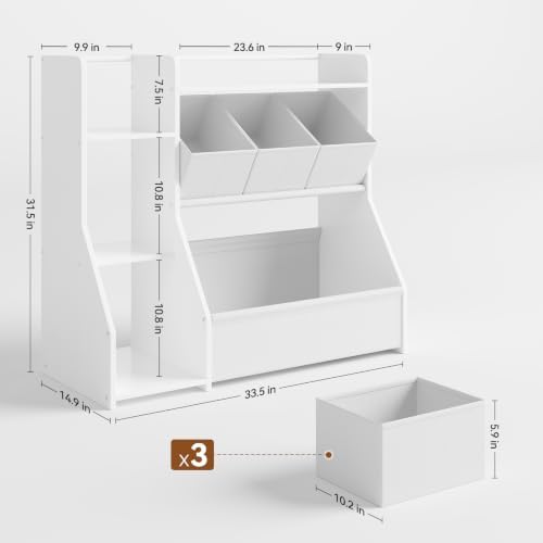 FOUCSSOMEI Kids Toy Storage Organizer with Bookshelf for Playroom & Nursery - Image 2