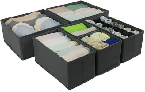 Amazon Basics Cloth Drawer Storage Organizer Boxes for Socks, Underwear and Baby Items Gray (Pack of 60) - Image 3