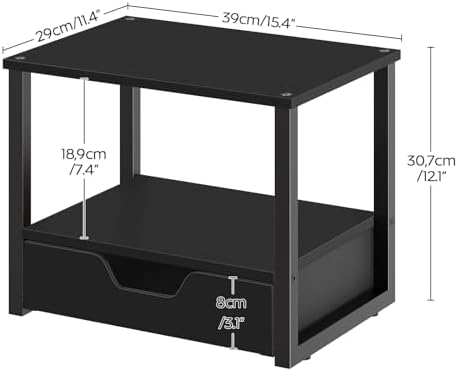 YATINEY Desktop Printer Stand, 2-Tier Printer Table with Non-Woven Drawer, Multi-Purpose Desk Organizer for Home Office, Under Desk Open Organizer Shelf, Black PS01BB - Image 6
