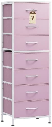 WLIVE Fabric Dresser for Bedroom, 7 Drawer Dressers Chest of Drawers, Pink by WLIVE