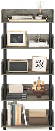 Furinno Turn-N-Tube 5-Tier Display Shelf, Open Frame, French Oak - Image 5