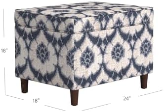 Spatial Order 24" Dinah Collection Storage Ottoman - Blue Medallion Print - Image 3