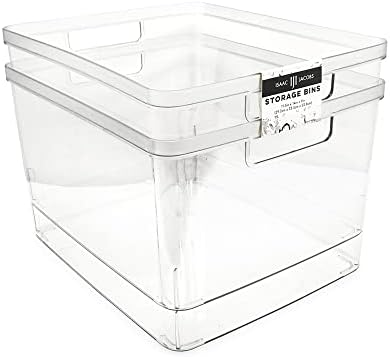 Isaac Jacobs 2-Pack Extra-Large Clear Storage Bins (11.5” L x 14” W x 9” H) by IsaacJacobs