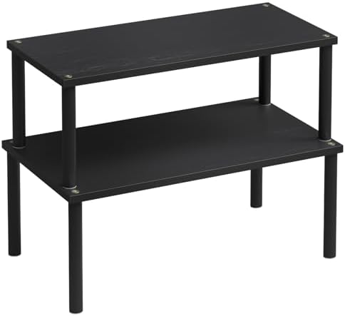 VERTORGAN 2 Pack Cabinet Organizer Shelf,Bamboo Countertop(Large,Black) by VERTORGAN