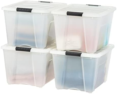 IRIS USA 4-Pack 54 Quart Storage Bins with Lids, Clear by IRISUSA