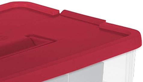 Sterilite 1427 Stack & Carry 2 Layer 24 Ornament Storage Box, Red Lid and Handle, See-through layers - Image 4