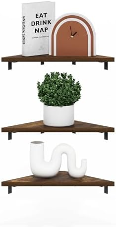 Furinno Rossi Triangle Floating Shelves for Wall, Set of 3 Geometric Corner Shelf, Wall Mounted Shelves for Bathroom, Home Office, Living Room, Amber Pine by Furinno-FitsYourSpaceFitsYourBudget
