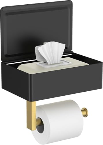FORIOUS Toilet Paper Holder with Shelf, Wall-Mounted Modern Wipes Dispenser by FORIOUS
