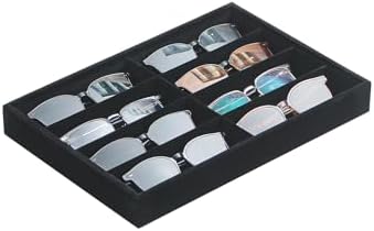 Coward Sunglass Organizer, Black Velvet Glasses Trays, Eyeglasses Watches Jewelry Display - Men Women (8 Grids) by FocusOnJewelryDisplay15yrs