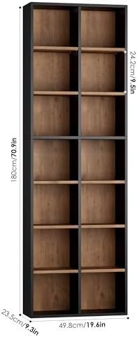 FOTOSOK Bookshelf Bookcase 7-Tier Narrow Bookshelf Tall DVD CD Media Shelf - Image 3