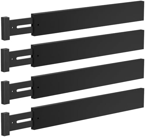 4 Pack Bamboo Drawer Dividers 17-22" Adjustable Kitchen Organizer, Black by Unknown