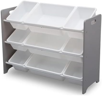 Delta Children MySize 9 Bin Plastic Toy Organizer - Greenguard Gold Certified, Grey - Image 2