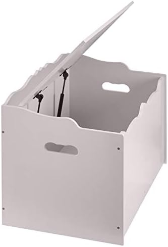 Amazon Basics Kids Wooden Toy Storage Chest with Safety Lid, Spacious Organizer for Bedroom, Gray, 30" x 18" x 19" - Image 3