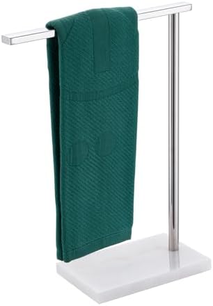 Towel Holder Chrome for Bathroom Vanity Countertop 1-Tier Towel Rack Stand with Heavy Marble Base Thicken Steady, Polished Stainless Steel AN7002CH by AONEON
