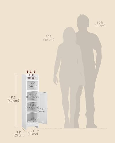 VASAGLE Small Storage Corner Floor Cabinet with Door, Cloud White - Image 3