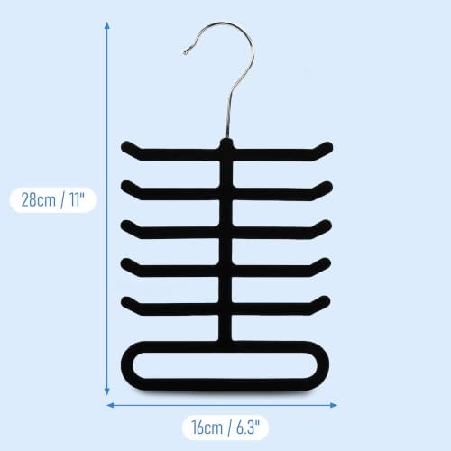 Hangerworld Single Black Flocked Tie Rack & Belt Organiser Non-Slip Coat Clothes Accessory Hanger, Metal - Image 2