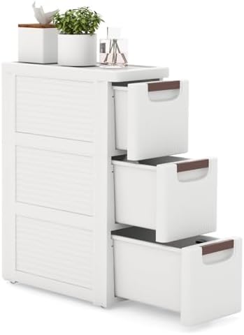 LOKO 3-Drawer Narrow Storage Cabinet, Slim Rolling Cart (7.5"x16.5"x22.5") by LOKO