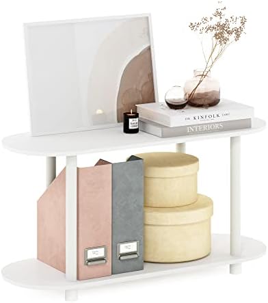 Furinno Turn-N-Tube No Tools Modern Oval Side Table, White/Virgin White by Furinno-FitsYourSpaceFitsYourBudget
