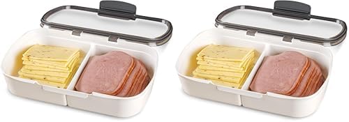 ProKeeper Split Deli Food Storage Container with Air-Tight Silicone Seal and Dry Erase Compatible Lid, 11.75 (Pack of 2) by ProgressiveInternational