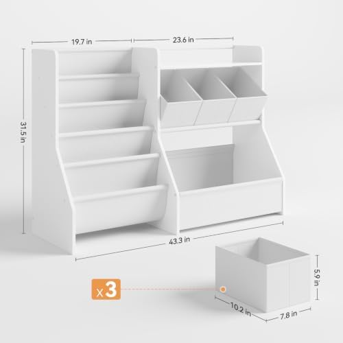 FOUCSSOMEI Kids Toy Storage Organizer with Bookshelf for Playroom Nursery - Image 2