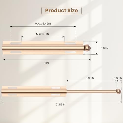 Supforce 12" Valet Rod for Closet Pull Out, 2-Pack, Matte Gold - Image 5