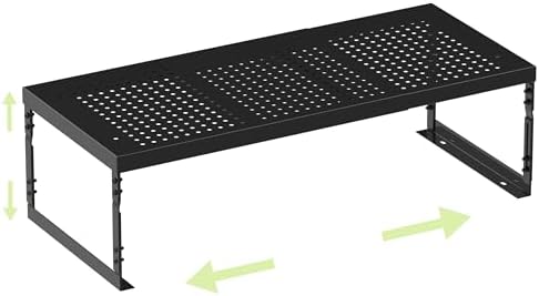 Adjustable Expandable Metal Storage Shelf, Standing Shelf Unit for Kitchen Cabinet Pantry Countertop, Space Saving Shelf Riser and Organizer(1 Pack/Black,Medium) by Unknown
