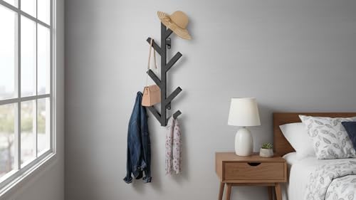 Vlush Wall-Mounted Metal Coat Rack with 6 Hooks Black coat hooks - Image 4