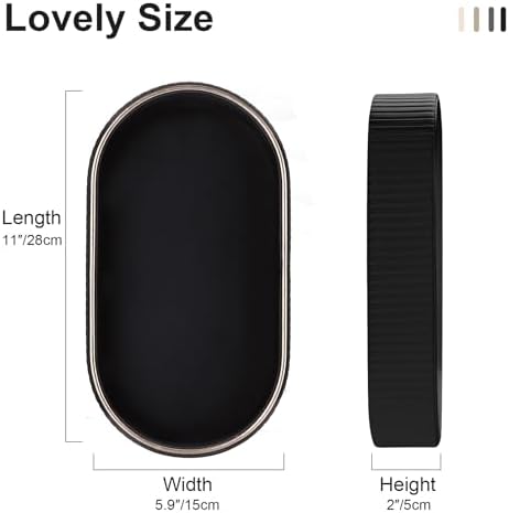 GORESE PU Leather Valet Tray Nightstand Organizer, Oval Perfume Trays Key Bowl Jewelry Dish for Bedside Dresser Entryway Table, Vanity Tray for Bathroom, EDC Trays for Men Women, 11×5.9 in, Black - Image 3