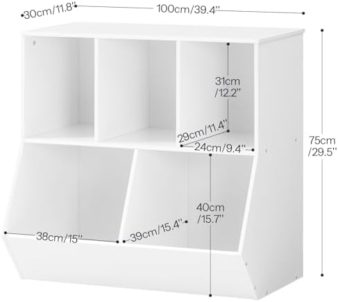 HOOBRO Kids Bookshelf - 39.4" L Toy Storage Cabinet, Bookcase Footboard, Cubby Shelf, Fit for Children's Room, Playroom, Hallway, Kindergarten, White WT132CW01 - Image 3