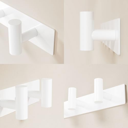 White Wall Mounted Coat Rack – 5 T-Shaped Hooks on 16.5" Rail, (1 Pack) - Image 5
