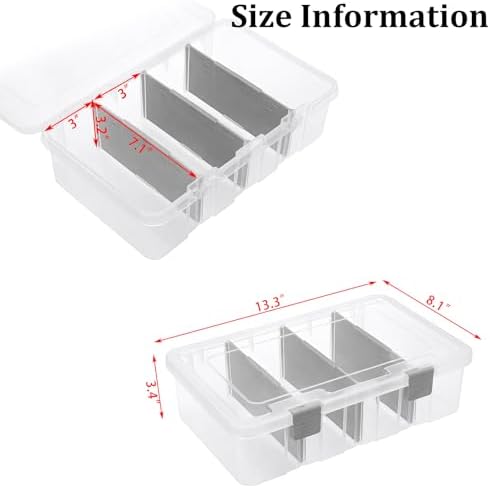 BTSKY Clear Plastic Dividing Storage Box with 4 Compartments Sewing Box - Image 3