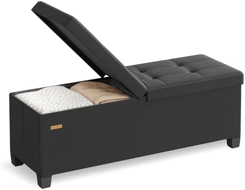 SONGMICS Storage Ottoman Bench with Legs, Flipping Lid, 43.3 Inches by SONGMICSbySONGMICSHOME