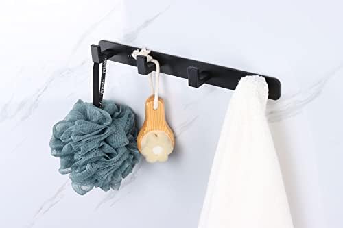 Coat Rack, Heavy Duty Stainless Steel 4 Tri Coat Hook Hanger, Wall Mounted Storage Wall Hooks, Rustic Clothes Hook/Key Hook Rail for Bathroom Kitchen Entryway(4 Hook Black) - Image 2