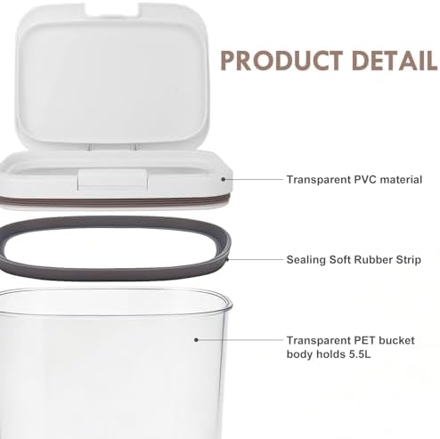 LEAWALK 5 Lbs Airtight Dog Cat Pet Food Storage Container PopTop White - Image 4