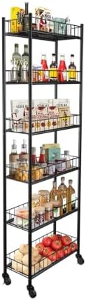 Utility Slim Storage Cart 6 Tier Narrow Metal Frame Carts by Daarcin