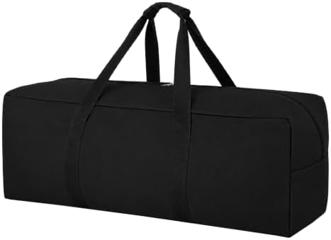 Large Canvas Duffle Bag for Travel, Heavy Duty Duffel for Tent Storage & Military Gear Black 80L by HaoHakka