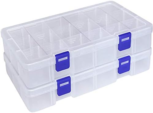 DUOFIRE Plastic Organizer Storage Box, Adjustable Divider 18 Grids, 2 Pack by DUOFIRE
