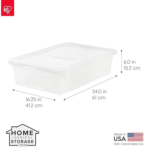 IRIS USA 6-Pack 28 Qt Storage Bins with Lids, Clear, Stackable - Image 3