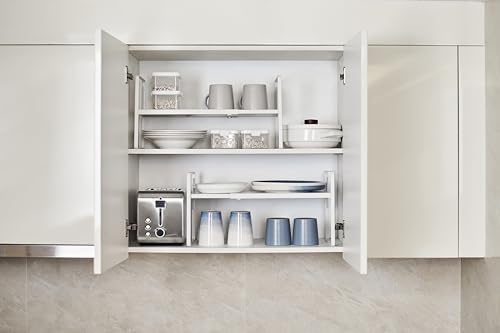 Nxconsu Cabinet Shelf Riser, Adjustable Cabinet Organizer, 10.3" Deep White - Image 2