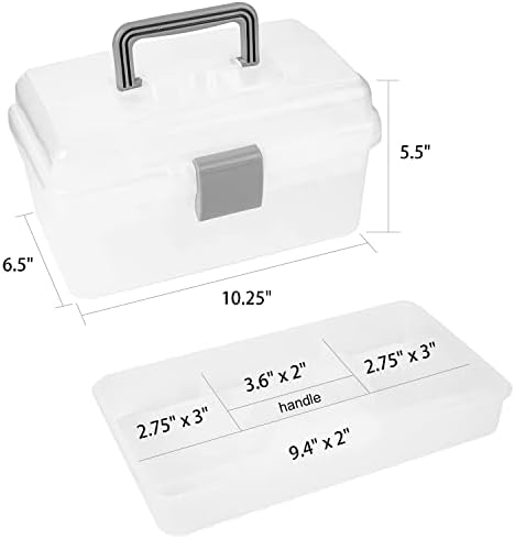 Tosnail 10-Inch 2 Layers Clear Plastic Craft Organizer Box Storage Container for Sewing, Painting, Arts - Image 2