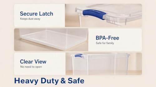 66 Qt Clear Storage Bins 2 Pack with Latch Lid Stackable Heavy Duty - Image 5