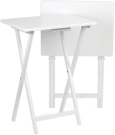 PJ Wood - Folding TV Tray Table Set - White Set of 4 - Image 4