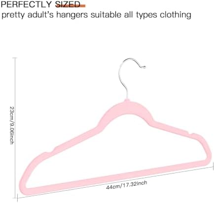 Pink Velvet Hangers 60 Pack, Slim Space Saving Suit Hangers for Closet Organizer, Rotating Silver Hook, Non Slip Clothes Felt Hanger Heavy Duty for Coat,Shirt, Pants, Camisole, Dress - Image 7