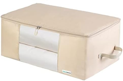 Comforter Storage Bag - Folding Organizer bag for King/Queen Comforters, Pillows, Blankets, Bedding/Quilt, Blanket, Duvet, Large Collapsible Organizers, 24"x14"x11" (Beige, 1-Pack) by ChaosCleared
