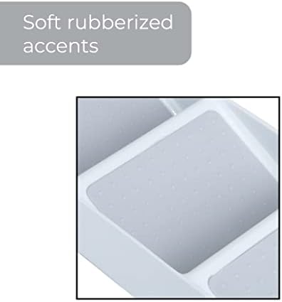 Smart Design 3 Section Plastic Spice Rack Drawer - Non-Slip Lining and Feet - BPA Free - Seasoning Jars, Makeup Storage, Countertop Bottle Tray, 3 Tier - Pantry Kitchen Organizer - White with Gray - Image 4