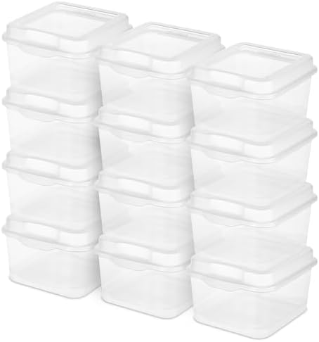 Sterilite Square Small FlipTop, Clear Plastic Storage Box, 12-Pack by Sterilite